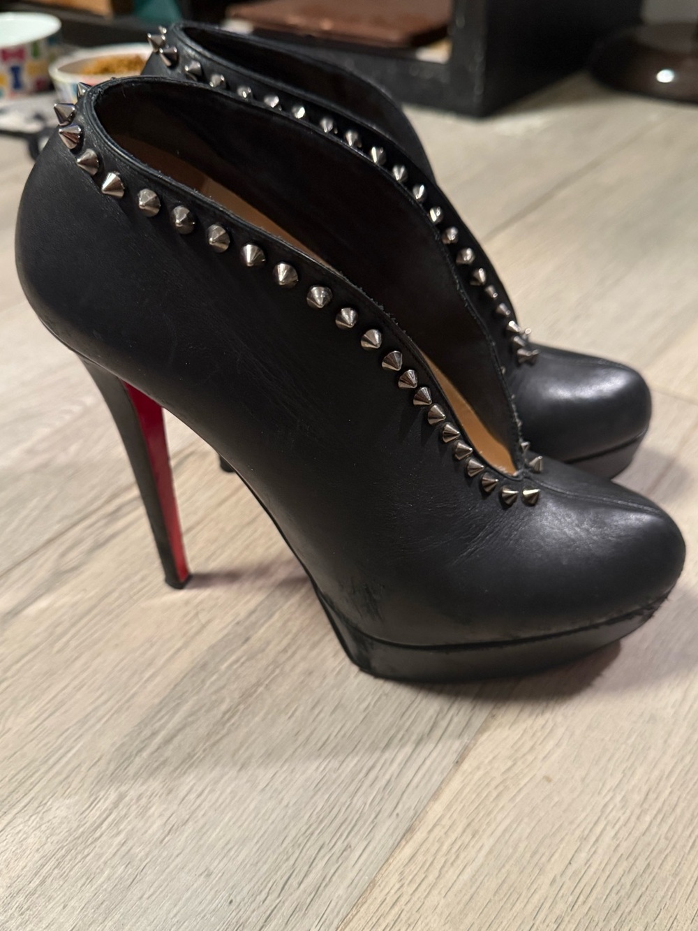 Christian Louboutin Black Studded High Heel Platform Pumps